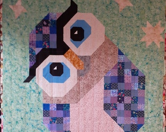 Owl Quilt Patchwork Pattern Olivia the Quirky Nocturnal Bird Scrap Buster Unique Gift for the Craft Lover Handmade Throw Rug Project