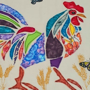 Rooster Applique Pattern: Scrappy Farm Bird Quilt Block (PDF Pattern ...