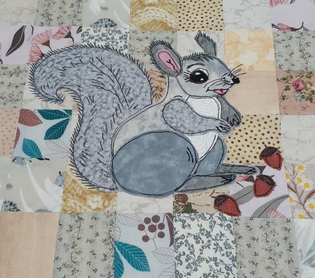 Square Squirrel Pattern Squirrel Applique Pattern: Raw Edge Fabric Art (digital Download) - Etsy