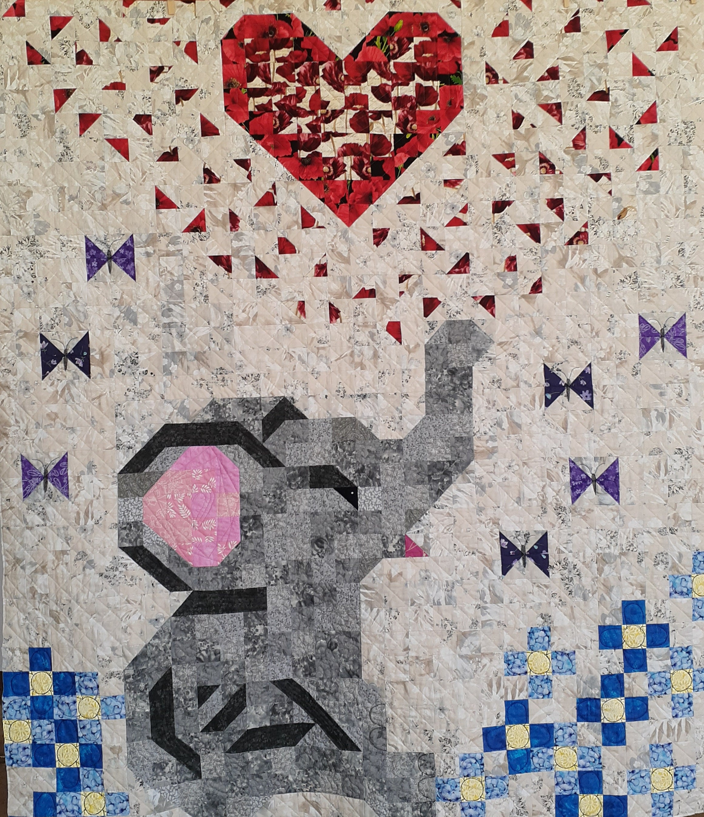 Elephant Quilt Pattern Nellie the Baby Nursery Scrap Buster Fabric Art Handmade Hobby Project Gift for Craft Lover Heart Butterfly Flowers Etsy Canada