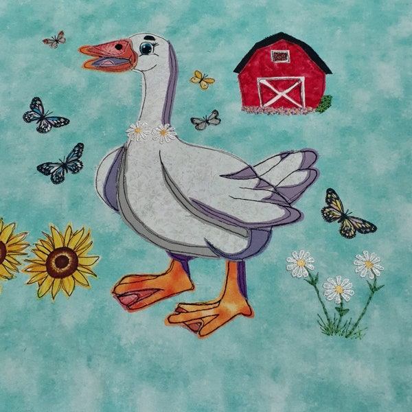 Goose Applique Pattern Gerri the Gracious Flying Farm Bird Scrap Buster Quilt Block Handmade Hobby Project Unique Gift for the Craft Lover