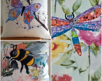 Insects Applique Patterns Save Money Bundle of 3 Butterfly Bumble Bee Dragonfly Quilt Fabric Art Handmade Hobby Project Gift For Craft Lover