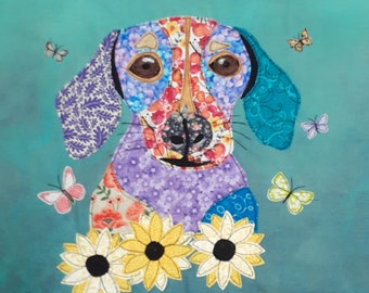 Dachshund Applique Pattern: Scrappy Doxie Dog Quilt (PDF Pattern)