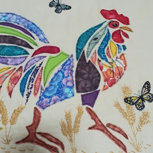 Rooster Applique Pattern: Scrappy Farm Bird Quilt Block (PDF Pattern ...
