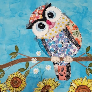 Gufo Applique stampato modello di carta Mumma Night Bird Scrap Buster Tessuto Arte fatta a mano Hobby Quilt Block Progetto divertente Regalo unico per gli amanti dell'artigianato