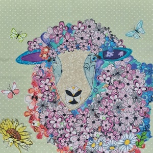 Sheep Applique Collage Pattern: Suzi Farm Life Fabric Art (PDF Pattern)