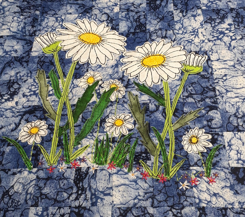 Daisy Applique Quilt Block Pattern: Botanical Fabric Art (PDF Pattern ...