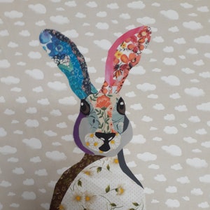 Hare Applique Pattern: Rustic Rabbit Quilt Block Project (PDF Pattern ...