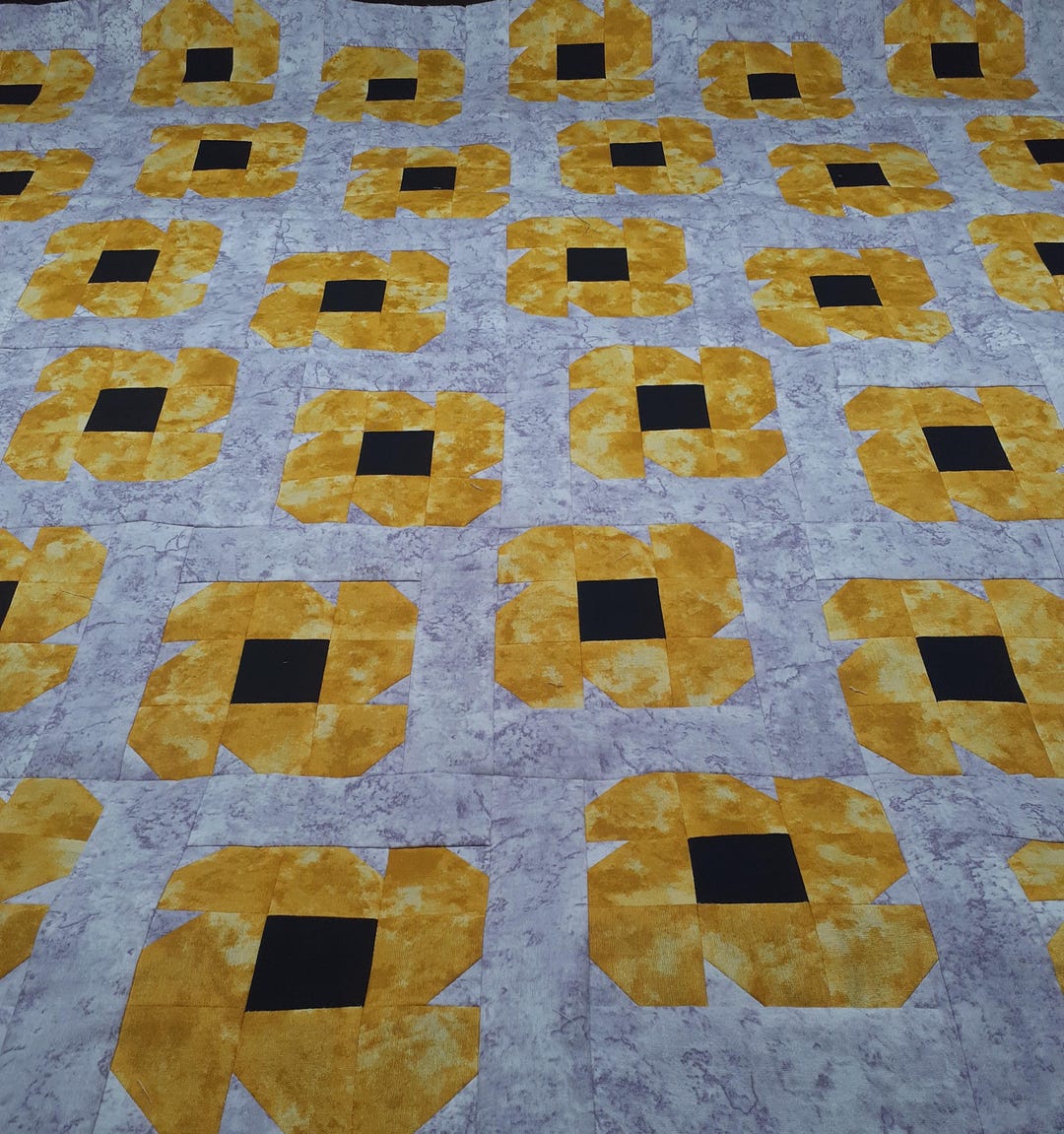 California Poppy Patchwork Quilt Pattern: Yellow Flower Throw (PDF ...