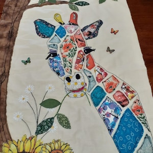 Modello di applique a forma di giraffa, Jill the Gorgeous, Gentle Giant, Scrap Buster, blocco per trapunta, progetto artistico in tessuto fatto a mano, regalo unico per un amante dell'artigianato