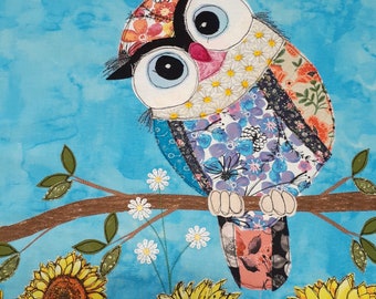 Owl Applique Pattern Mumma a Scrappy Quirky Nocturnal Bird Scrap Buster Fabric Art Hobby Handmade Quilt Project Unique Gift for Craft Lover