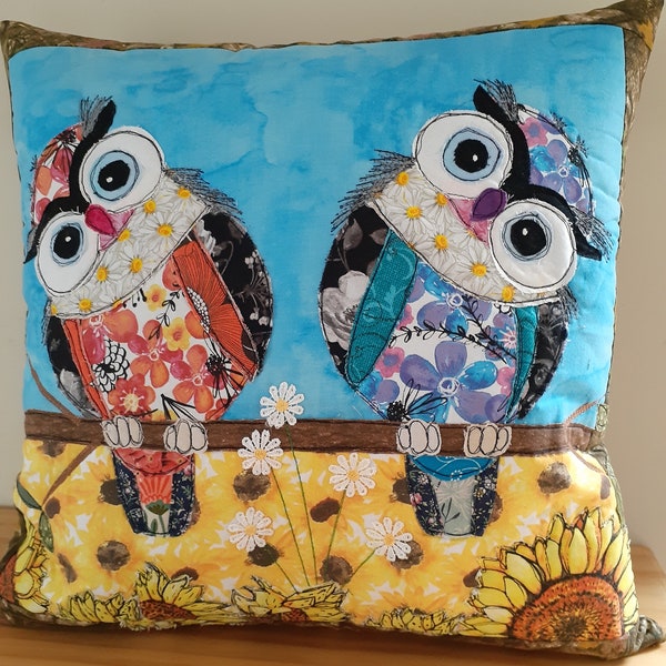 Owl Applique Pattern Ollie and Liv Adorable Baby Night Critters Scrap Buster Fabric Art Handmade Quilt Project Unique Gift For Craft Lover