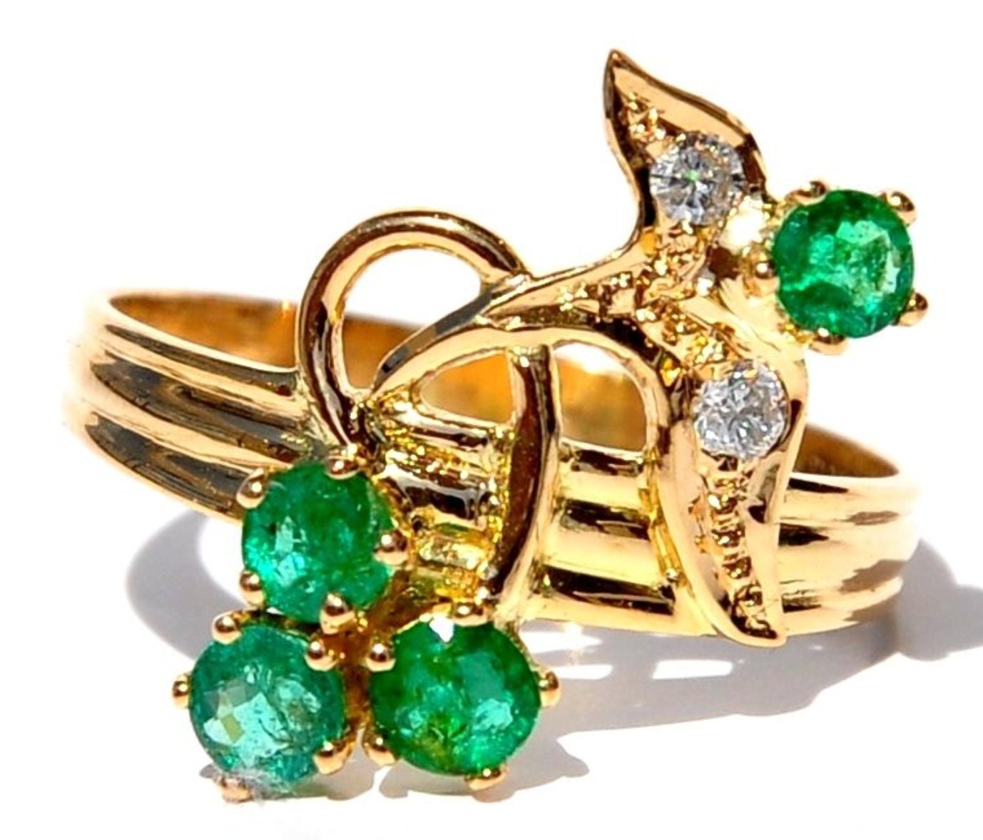 Most Beautiful Gem Grade Zambian Emerald Diamond Floral Ring - Etsy