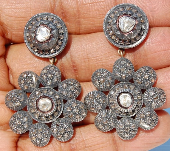 Rare Vintage 14kt Diamond Floral Necklace Earring… - image 6