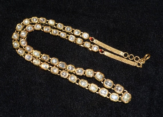 Rare 23KT Gold 9 Carats Diamond Chain Mughal Enam… - image 1