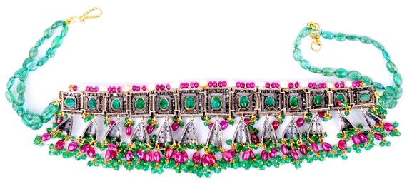 14Kt Victorian Gold and Silver emerald ruby diamo… - image 7