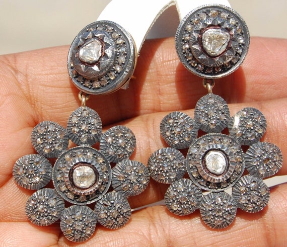 Rare Vintage 14kt Diamond Floral Necklace Earring… - image 5