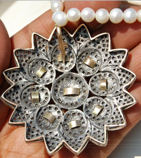 Rare Vintage 14kt Diamond Floral Necklace Earring… - image 2