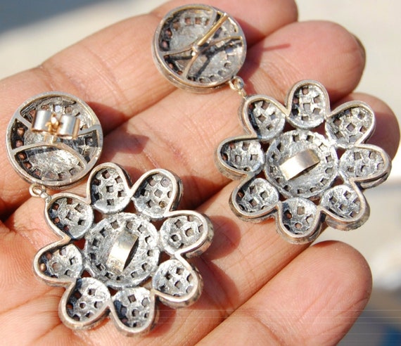 Rare Vintage 14kt Diamond Floral Necklace Earring… - image 7