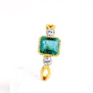 Beautiful Handmade 18KT 1.18 ct Natural Colombian Emerald 0.19 ct Diamond Ring