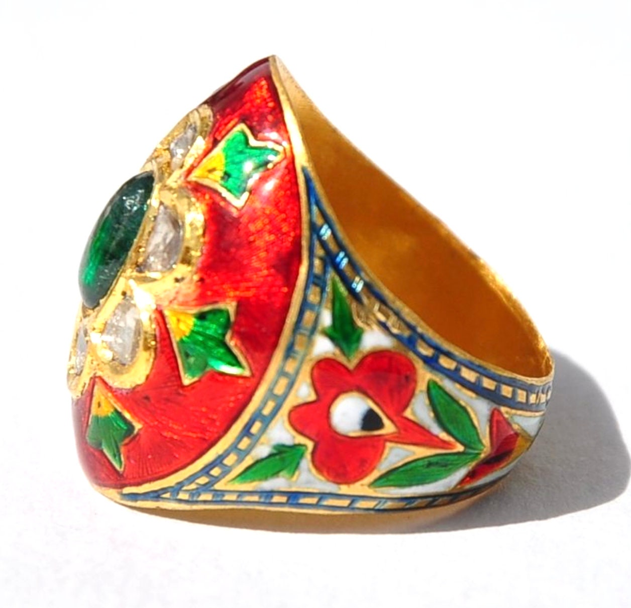 Antique Mughal アンティーク ムガル エナメル 鳥モチーフ リング Antique Mughal アンティーク ムガル エナメル 鳥モチーフ リング