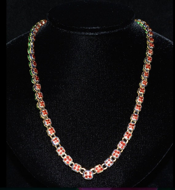 Rare 23KT Gold 9 Carats Diamond Chain Mughal Enam… - image 3