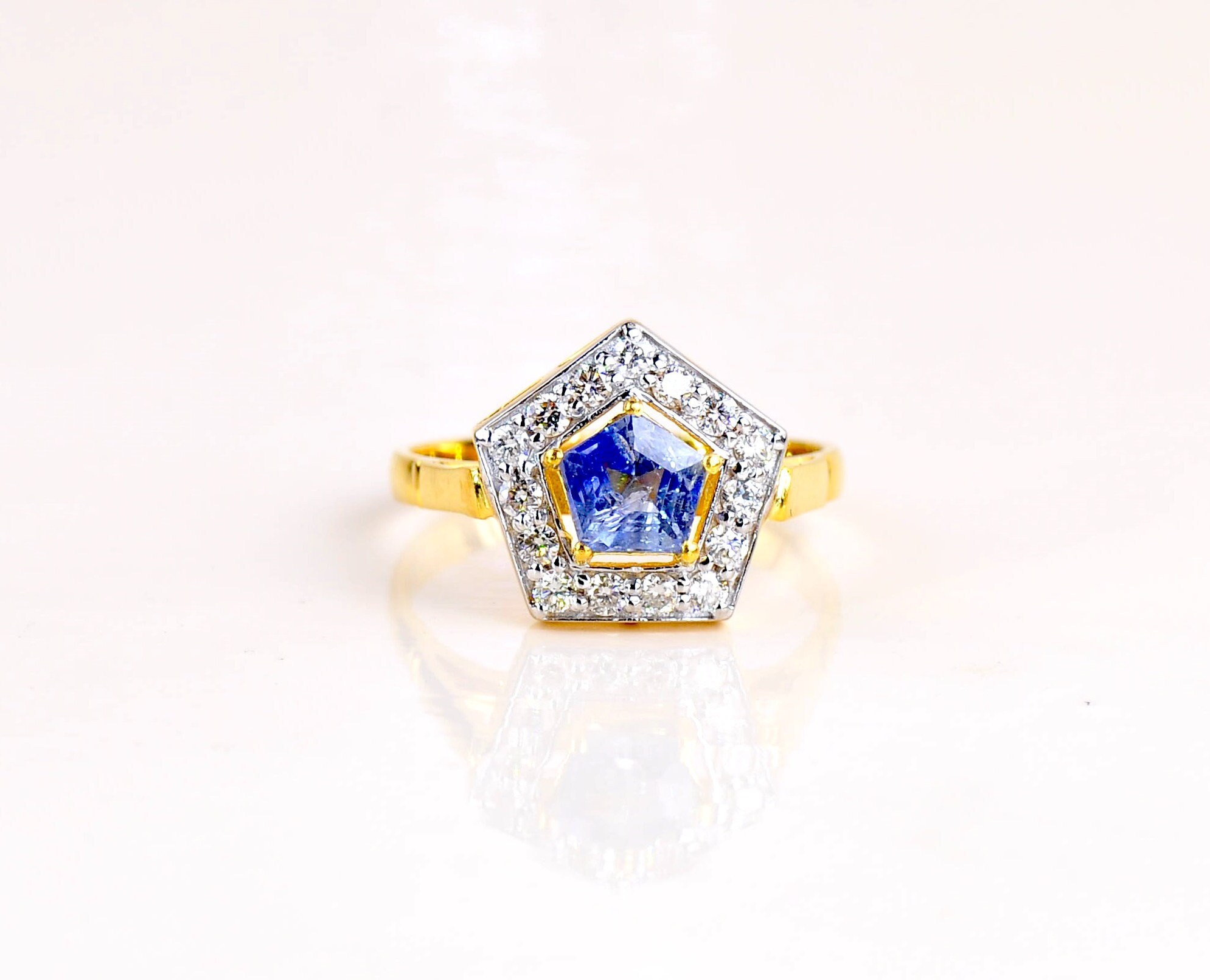 三越ブランド 非加熱スリランカ産ブルーサファイア クラスターリング