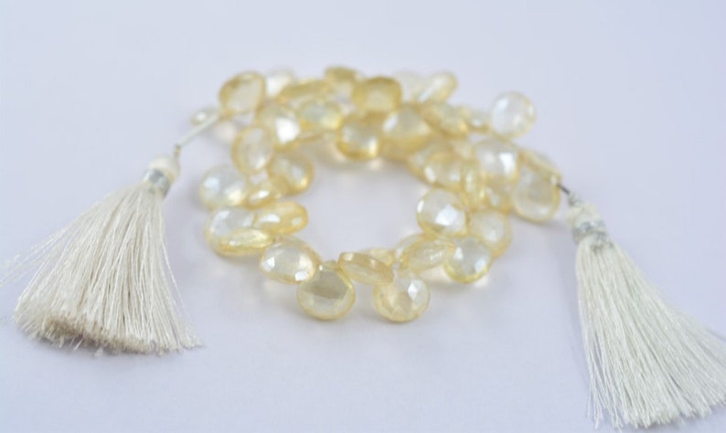 6 to 11 mm Faced Heart Shape NATURAL MYSTIC QUARTZ Briolette Beautiful Rare Design For Making Jewelry Ga-1276 Top Hand Polished