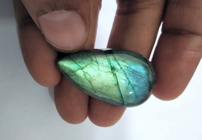 Pear Shape Cabochon Ga-1543 Ma 37x21x7mm Natural Handmade Polished For Making Jewelry NATURAL LABRADORITE GEMSTONE Awesome Rare Design