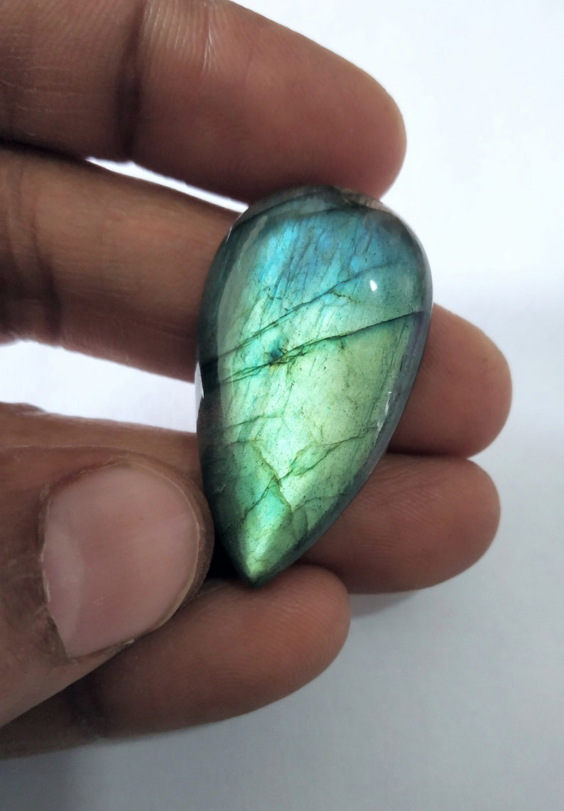 Pear Shape Cabochon Ga-1543 Ma 37x21x7mm Natural Handmade Polished For Making Jewelry NATURAL LABRADORITE GEMSTONE Awesome Rare Design