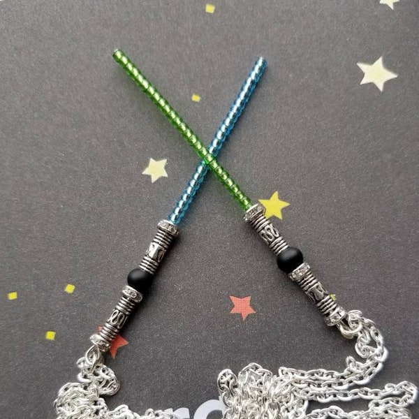 Handmade Beaded Star Wars Inspired Lightsaber Necklace star wars art jedi obi wan - fan art