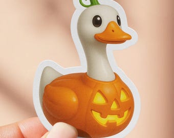 Adesivo de ganso de borracha com abóbora de Halloween, adesivo de ganso com abóbora, adesivo fofo de ganso, decalque de temporada assustadora, fantasia de ganso com abóbora para Halloween