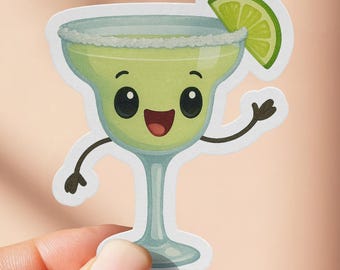 Adesivo fofo de Margarita, Adesivos para Happy Hour, Presente para Amantes de Bebidas Alcoólicas, Adesivo Kawaii de Coquetel, Adesivo Divertido de Margarita, Presente Ideal para o Natal