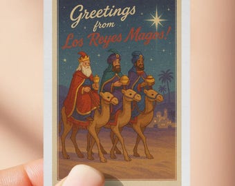 Los Reyes Magos Sticker, Three Kings Day Epiphany Sticker, Vintage Christmas Sticker, World Christmas Postcard Sticker, Religious Sticker