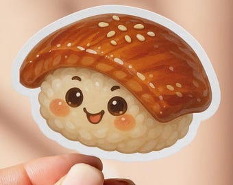 Niedlicher Unagi Sushi Aufkleber, Aal Nigiri Kawaii Essen, Japanisches Essen, Laptop Aufkleber, Wasserflasche Aufkleber, Planer Aufkleber