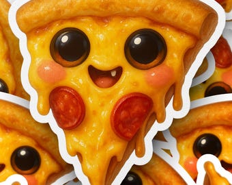 Big Eye Pizza Sticker, Cute Food Decal, Smiling Pizza Slice, Funny Kawaii Decal, Fun Laptop Sticker, Water Bottle Sticker, Foodie Gift Idea