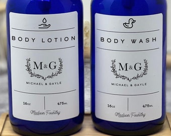 Refillable Glass Soap Dispenser Bottles , Personalized Reusable Plastic Bottle , Shampoo and Conditioner Set , Minimalist Bathroom Decor
