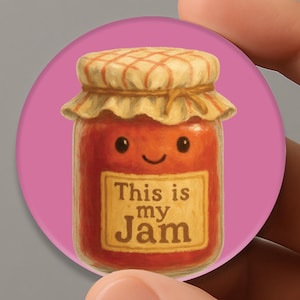 This is My Jam Pin Back Button, Cute Jam Jar Pinback Badge, Funny Pun Button, Witty Flair Pin, Small gift idea, Stocking stuffer