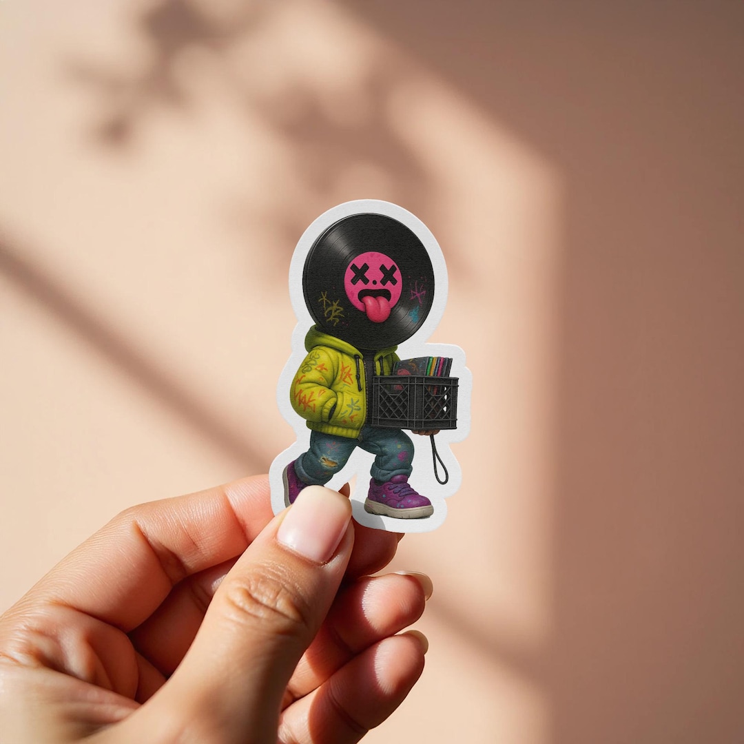Record Face Sticker Vinyl Record Head Sticker, DJ Sticker, Music Lover Gift, Vinyl Decal ...