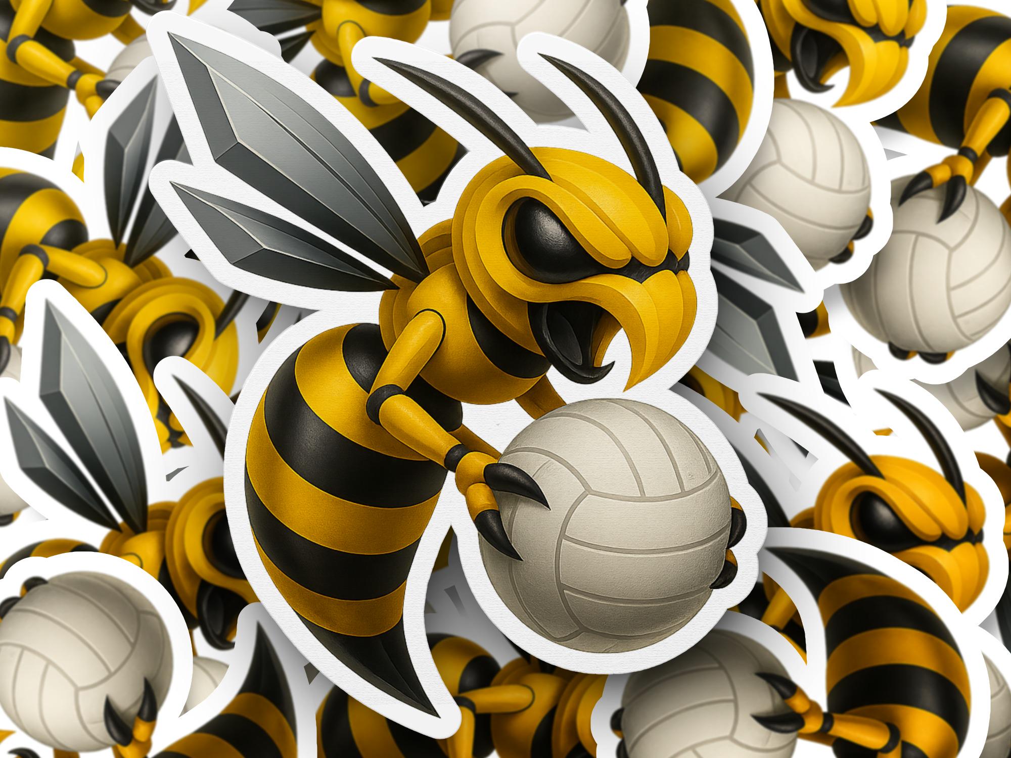 Wesp Sticker Volleyball Wasp Sticker, Sports Bee Sticker, Insect Ball Game Decal ...