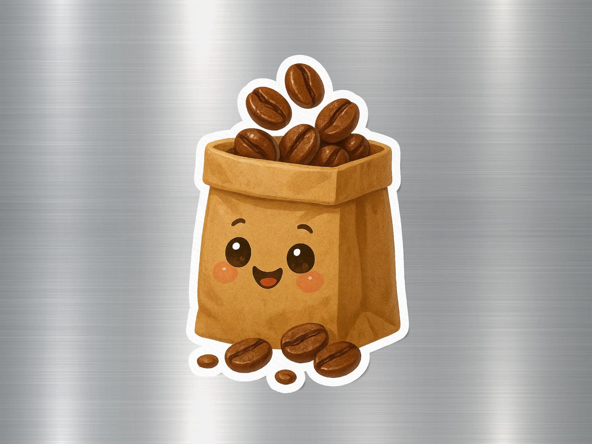 Bean Sticker Cute Coffee Beans Sticker, Kawaii Coffee Bag Decal, Smiling Coffee ...