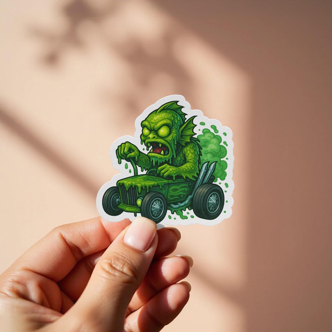 Creature From the Black Lagoon Sticker, Swamp Monster Boxcar Derby