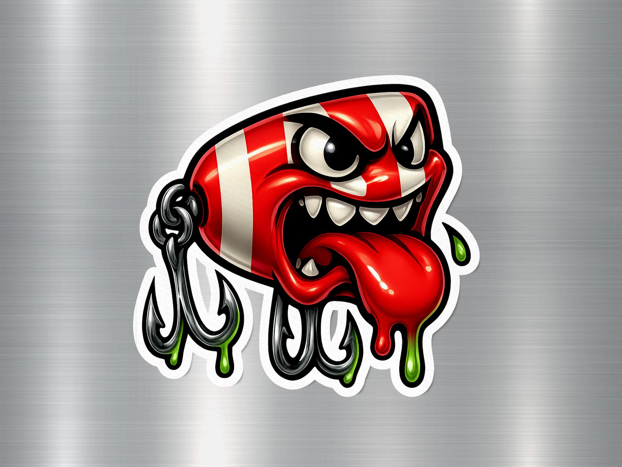 Evil Fishing Lure Sticker, Funny Angler Decal, Cartoon Bait