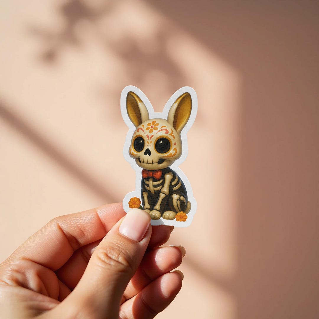 Day of the Dead Bunny Sticker, Cute Calavera Rabbit Decal, Dia De Los ...