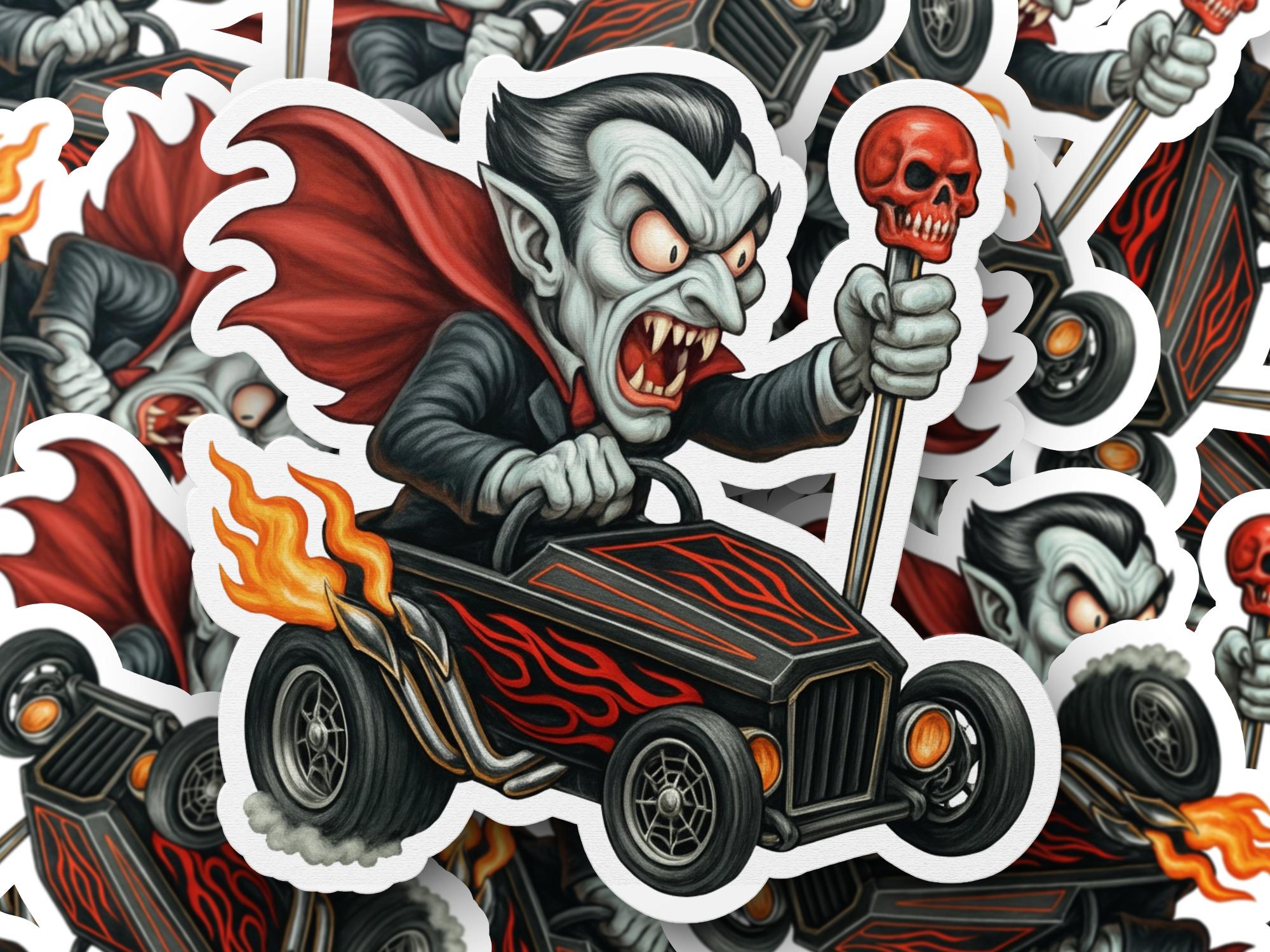 Rod Vampire Dracula Hot Rod Sticker, Vampire Wacky Racers, Cartoon Vampire Car ...
