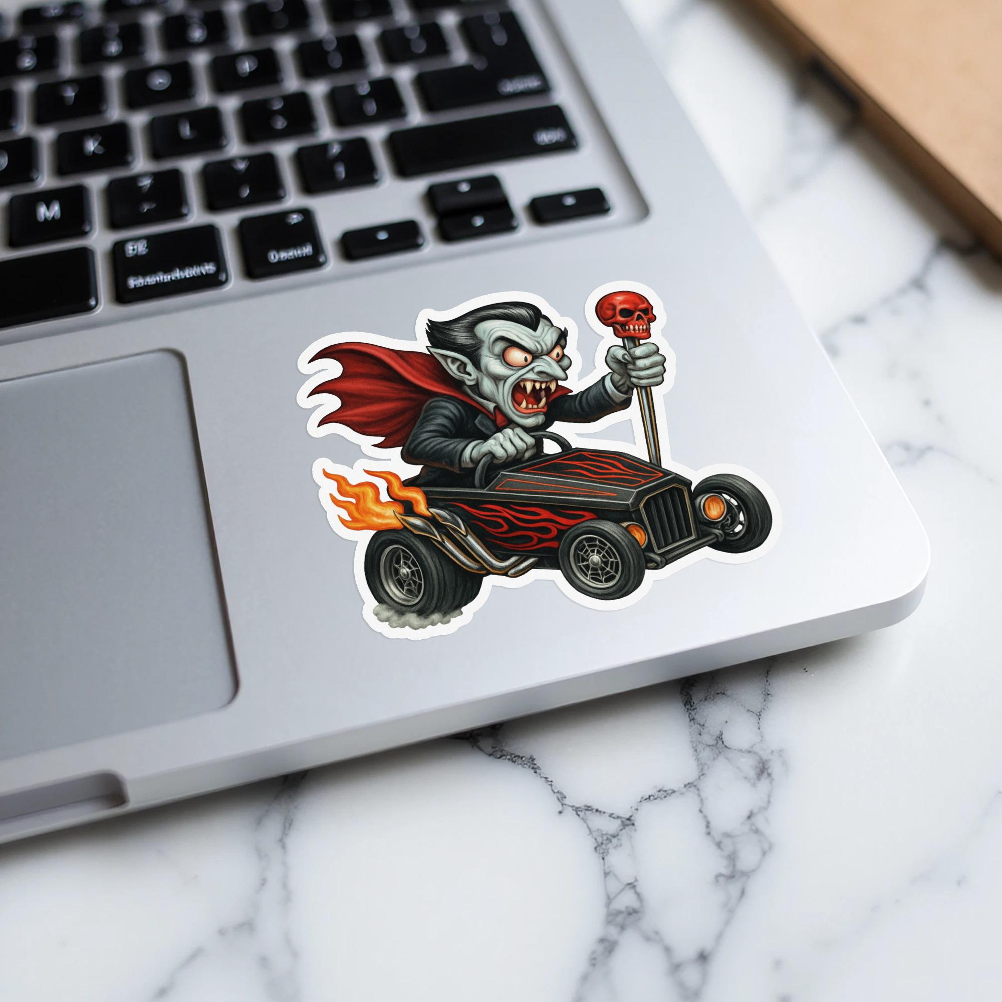 Rod Vampire Dracula Hot Rod Sticker, Vampire Wacky Racers, Cartoon Vampire Car ...