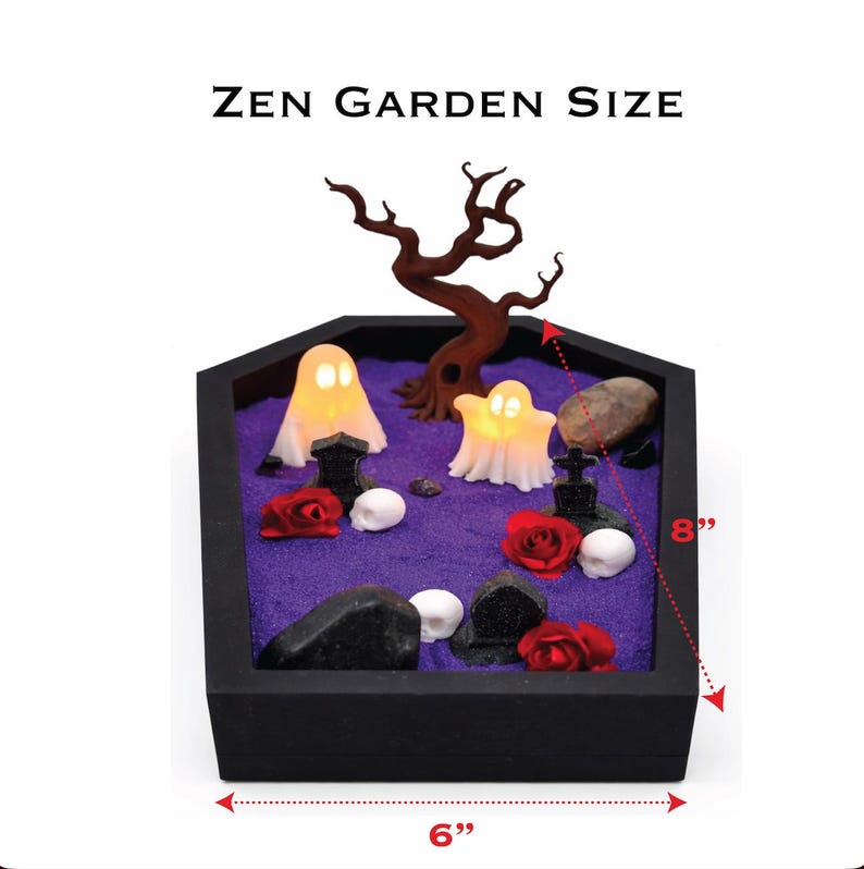 Mini Desk Ghost Gothic Ghost Desk Zen Garden, Mini Coffin Desk Decor, Sensory Calming ...