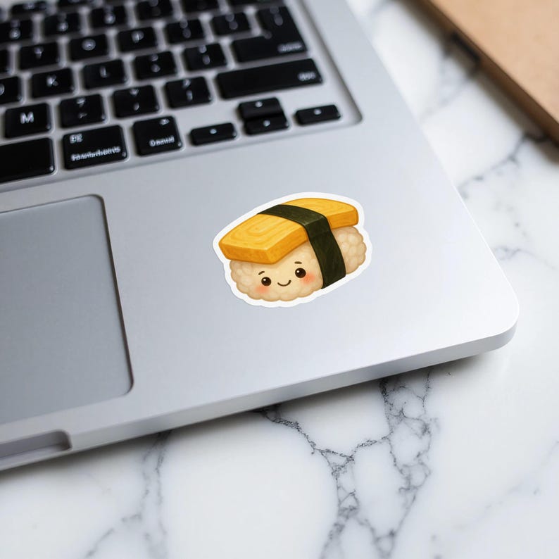 Cute Tamago Sushi Sticker, Kawaii Food Decal, Anime Food Sticker ...