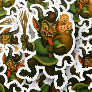 Adesivo Krampus, adesivo in vinile vintage con diavolo e bambini, adesivo con la lista dei cattivi, adesivo natalizio divertente, adesivo Krampusnacht, decorazione natalizia