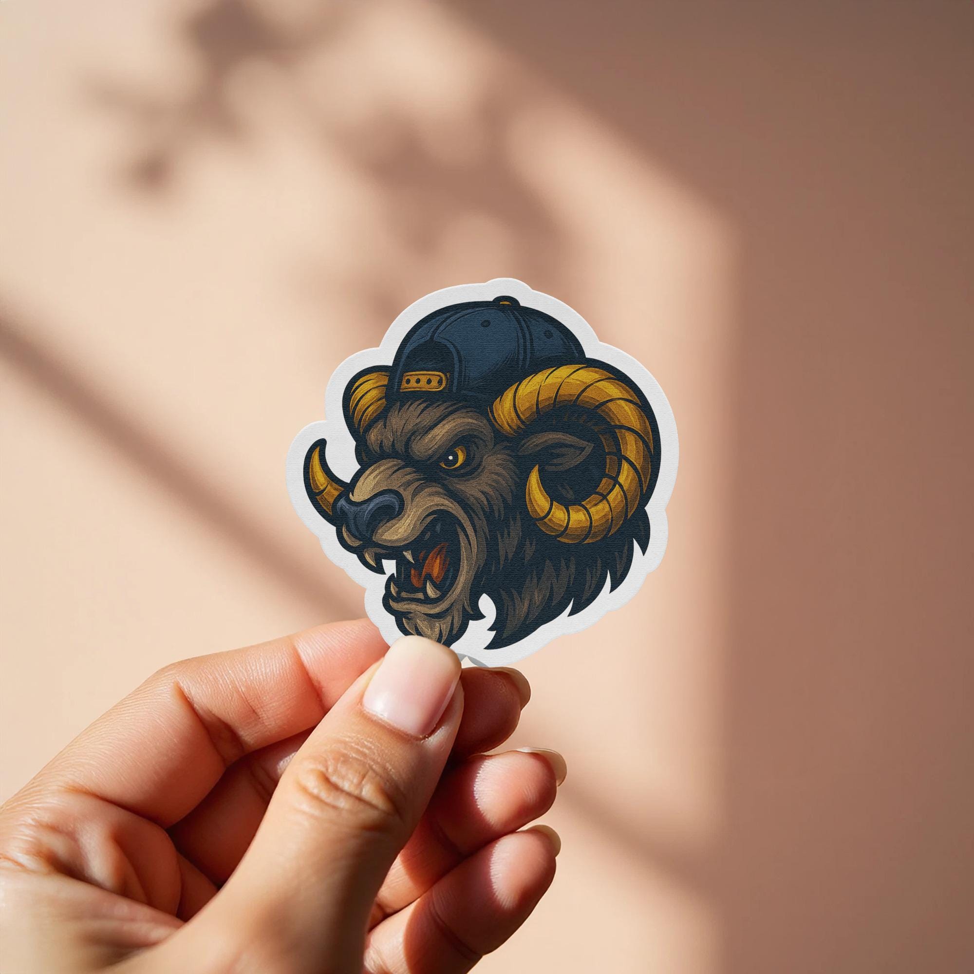 Ram Stickers On Computer Ram Mascot Sticker, Cool Ram With Backwards Cap Decal, Angry Ram Decal ...